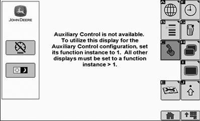 Parámetros avanzados de la pantalla Alertas de controles auxiliares Control auxiliar no disponible IMPORTANTE: Control auxiliar no disponible.