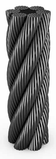 CABLE GENERALISTA 6x36WS-FC Cable acero Área sección Fuerza mínima de rotura metálica 1960 N/mm 2 mm mm 2 kg/100m Y106361Nxy08 8 25,2 41,4 23,5 Y106361Nxy09 9 31,8 52,4 29,7 Y106361Nxy10 10 39,3 64,7