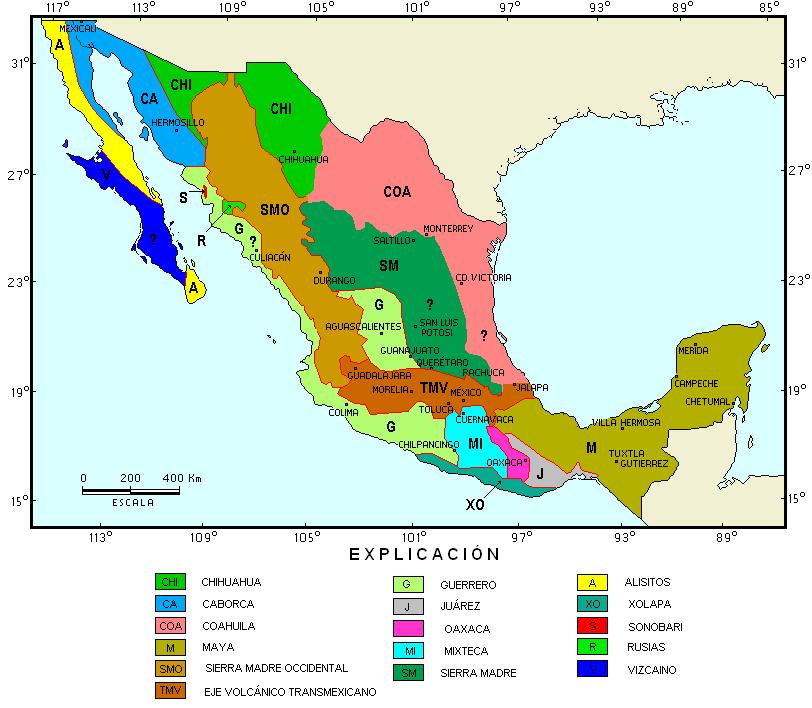 El terreno Coahuila conforma una faja irregular paralela a la costa del golfo de México, abarcando una porción noroccidental de los estados de Coahuila, Nuevo León y Tamaulipas, y se extiende al