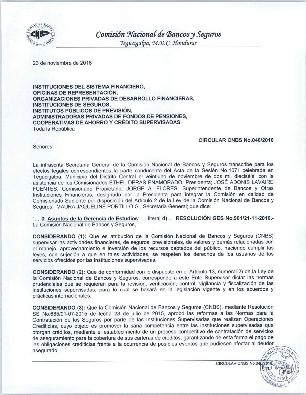 Comisión NacionaCde (Bancosy Seguros TegucigaCpa, M. <Z>.