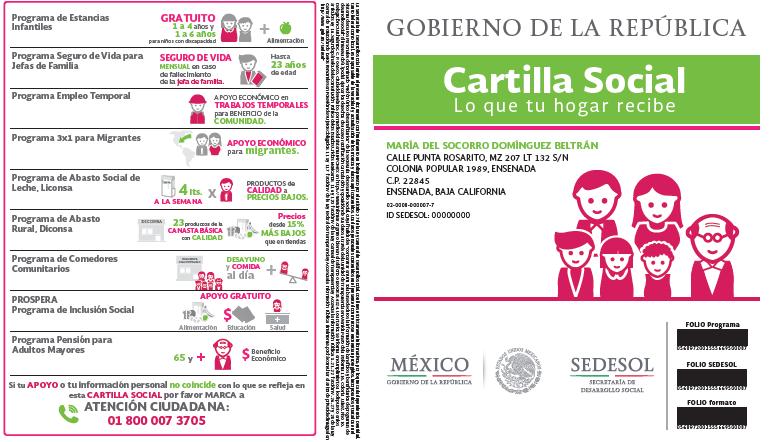 Cartilla Social 2017 En 2017 SEDESOL entregará nuevamente la Cartilla Social con un diseño más amigable y mayor información: Tenencia de AFORE - CONSAR Programa de devolución de recursos