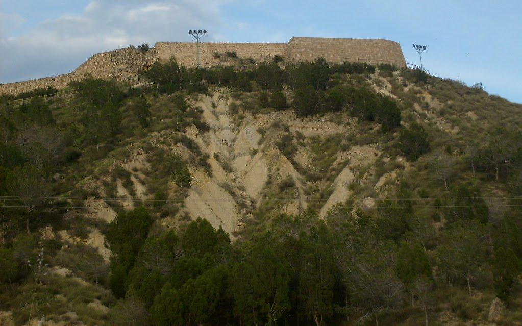 Zona del Castillo de Guardamar. Areniscas del Plioceno, Terciario.