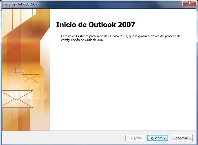 Outlook 2007 Al iniciar el asistente pulsamos en el botón Siguiente.