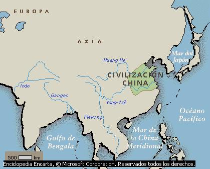 CIVILIZACIÓN CHINA Ubicación Geográfica: Llanura del río Amarillo (Asia Oriental) y valle del río Azul