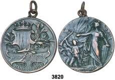 3819 1888. Barcelona. Exposición Universal. (Cru.Medalles 760 var). Anv.: Bustos acodados del rey y la regente a izquierda. Rev.