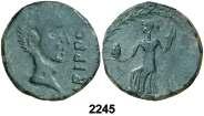 2228 Cunbaria (Las Cabezas de San Juan). As. (FAB. 882). Anv.: Cabeza laureada, delante palma. Rev.: CONVBA(RIA) sobre atún a izquierda, debajo (EX. SE. C.). 7,24 grs. Rara. BC/BC-. Est. 90.