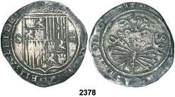 Perforación, habitual en estas piezas. (BC+). Est. 50............................. 30, F 2372 Enrique IV (1454-1474). Valladolid. Cuartillo. (AB. 758.1). Anv.: Busto de frente. Rev.