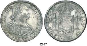 México. TH. 8 reales. (Cal. 701). Golpecitos. MBC+. Est. 60................ 40, 2608 1807. México. TH. 8 reales. (Cal. 707). BC+. Est. 30........................ 20, F 2609 1793.