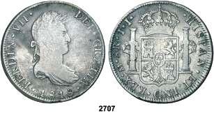 ...................... 18, 2706 1817. México. JJ. 8 reales. (Cal. 560). BC+. Est. 40........................ 25, F 2707 1818. México. JJ. 8 reales. (Cal. 561). Escasa. BC/BC+. Est. 90................. 60, 2708 1820.