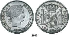 80................. 60, F 2803 1864. Madrid. 20 reales. (Cal. 186). Limpiada.