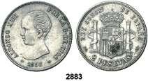 ............... 65, 2884 1905*1905. Alfonso XIII. SMV. 2 pesetas. (Cal. 34). EBC. Est. 20................. 15, 2885 1905*1905.