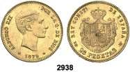 F 2926 1868*1873. I República. 10 escudos. (Cal. 1). A nombre de Isabel II. Leves golpecitos. Parte de brillo original. EBC+. Est. 400............................. 300, F 2927 1878*1878. Alfonso XII.