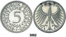 S/C. Est. 20......... 12, F 3084 1968. J (Hamburgo). 5 marcos. (Kr. 112.1). Rara. Proof. Est. 100................ 75, 3085 1971. F (Stuttgart). 5 marcos. (Kr. 112.1). Proof. Est. 25.