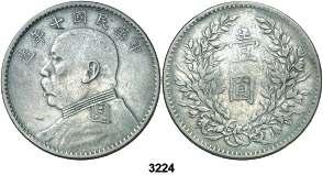 3223 CHINA. Año 3 (1914). 1 dólar. (Kr. 329). Leyenda con 6 caracteres.
