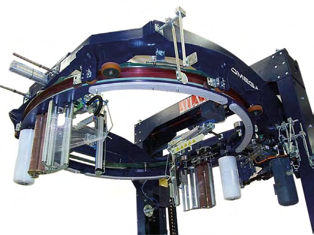 La envolvedora automática Omega con su diseño único y de alta producción, con anillo rotante patentado para la envoltura de palets con film estirable, es una envolvedora que puede llegar a
