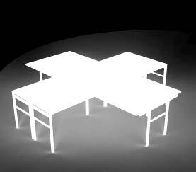 625 Módulo de 4 escritorios Dimensiones generales por escritorio: Ancho por