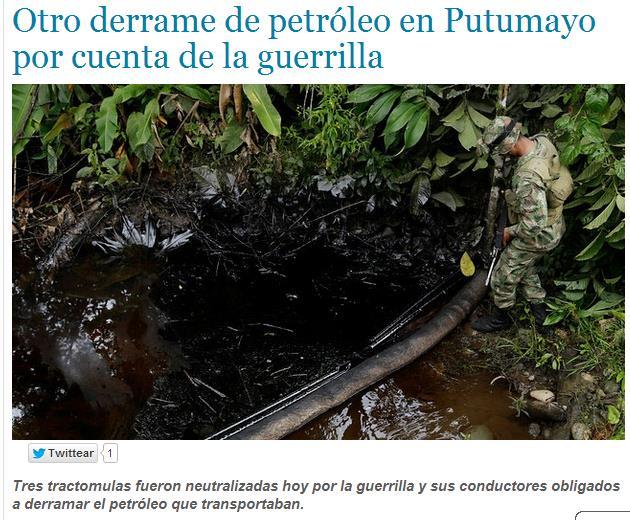 El Gobierno de Putumayo informó de la comisión de un nuevo atentado a un pozo petrolero en Puerto Umbria (Villa Garzón), en Putumayo. La explosión se sintió hasta el casco urbano del municipio.