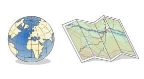 4. Concepto de mapa y plano. Los geógrafos representan el espacio por medio de mapas.