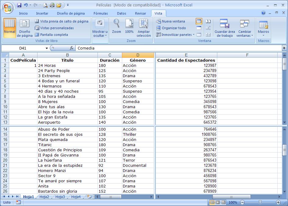Ver una hoja en varias ventanas Cuando un libro de Excel contiene numerosos registros con datos, es conveniente visualizarlo utilizando varias ventanas individuales.