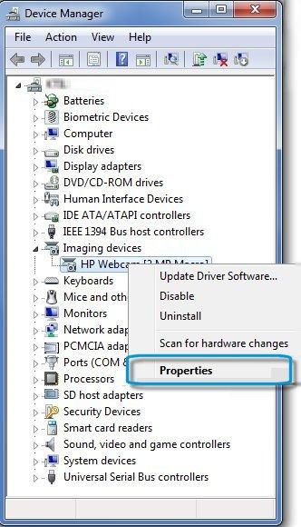 Anote el nombre del controlador de cámara web existente (por ejemplo: HP Webcam), ya que puede cambiar luego de la actualización. 7.