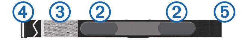 2 Humedece los electrodos Á de la parte posterior de la correa para conseguir la máxima interacción entre el pecho y el transmisor.