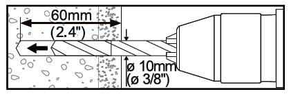 concreto sea como mínimo de 35 mm. Asegúrese de montar la base en una parte sólida del bloque de cemento.