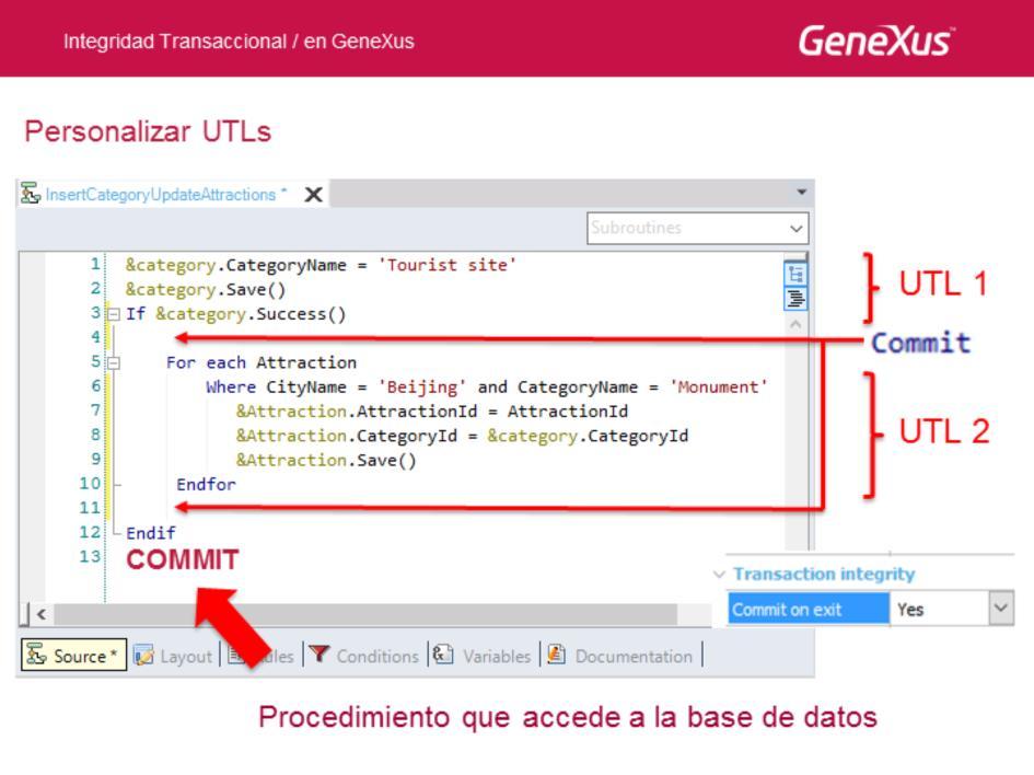 En el ejemplo que habíamos visto Genexus colocaba un commit al final automáticamente (el Load hace que abra conexión a la base de datos y por tanto que agregue commit al final).