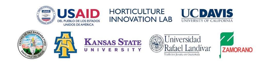 Los Socios del MásRiego: Horticulture Innovation Lab, UC Davis, California Centro de Paz Barbara Ford (CPBF), Santa Cruz de Quiche Universidad del Estado de Kansas