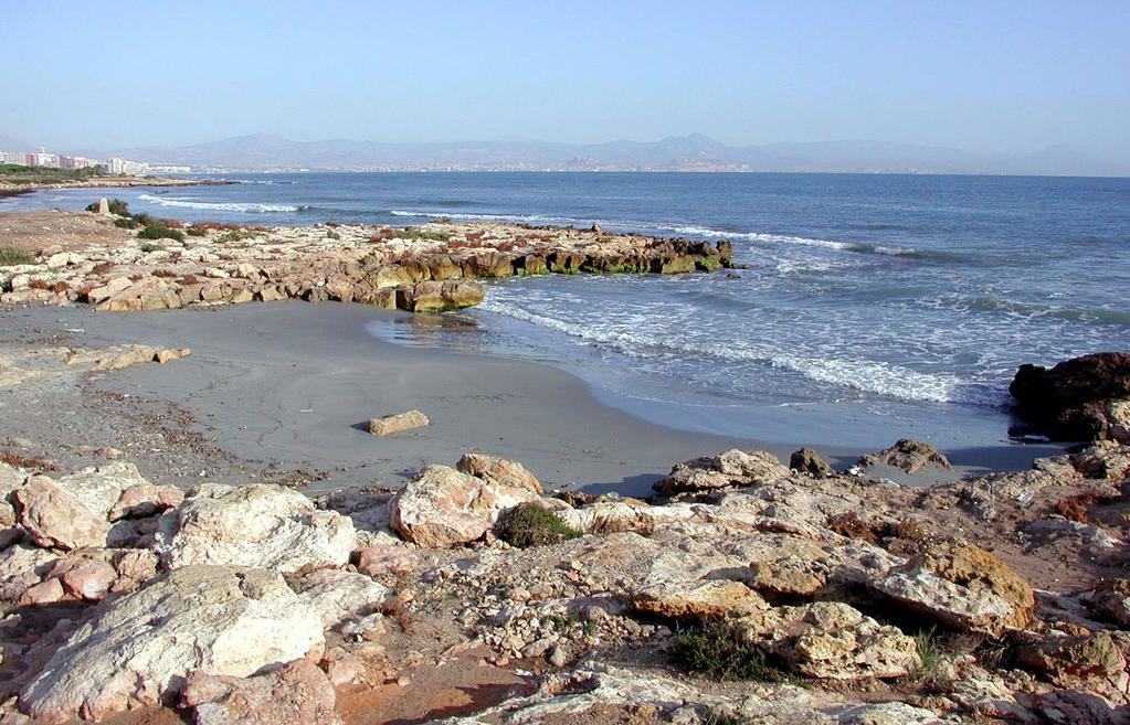 Calas del Cabo Santa Pola. Calizas del Andaluciense, Mioceno Sup.