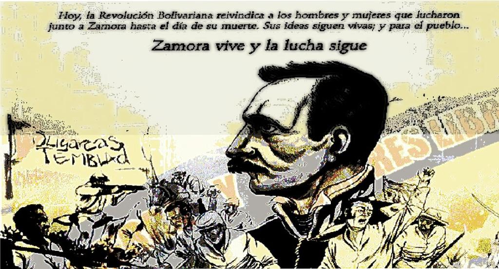 10 DE ENERO 2016 SIEMBRA DE ZAMORA " Hace 156 años Ezequiel Zamora, el General del Pueblo Soberano cae muerto en medio de su lucha a favor de la vida y las tierras de las y los campesinos de Nuestra