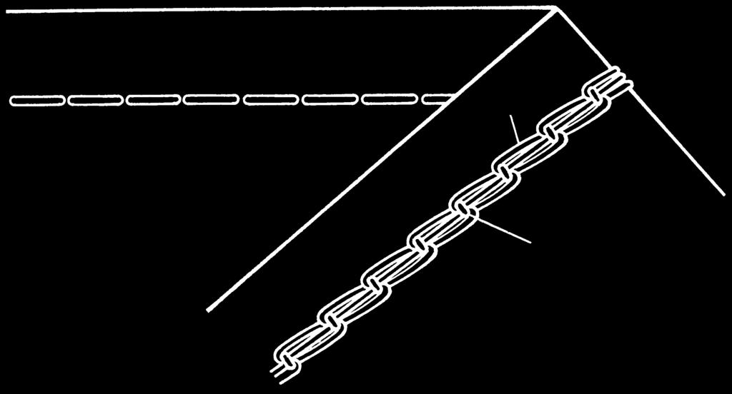El hilo de la aguja mediana forma lazos en la parte del revés: aumentar la tensión del hilo de la aguja mediana (verde, B).