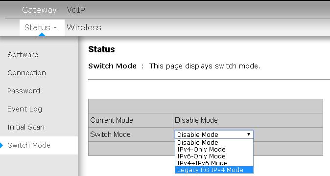 5 Modo bridge En el menú Switch Mode es donde podremos escoger el modo de trabajo del equipo.