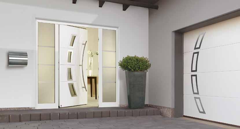 Puerta de entrada y puerta de garaje armónicas Diseño perfectamente adaptado