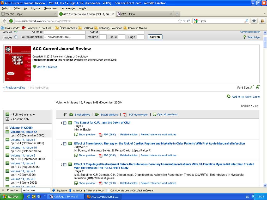 acceso electrónico de la e-biblioteca Sescam, y los verdes colecciones de acceso libre) y el enlace al recurso electrónico.