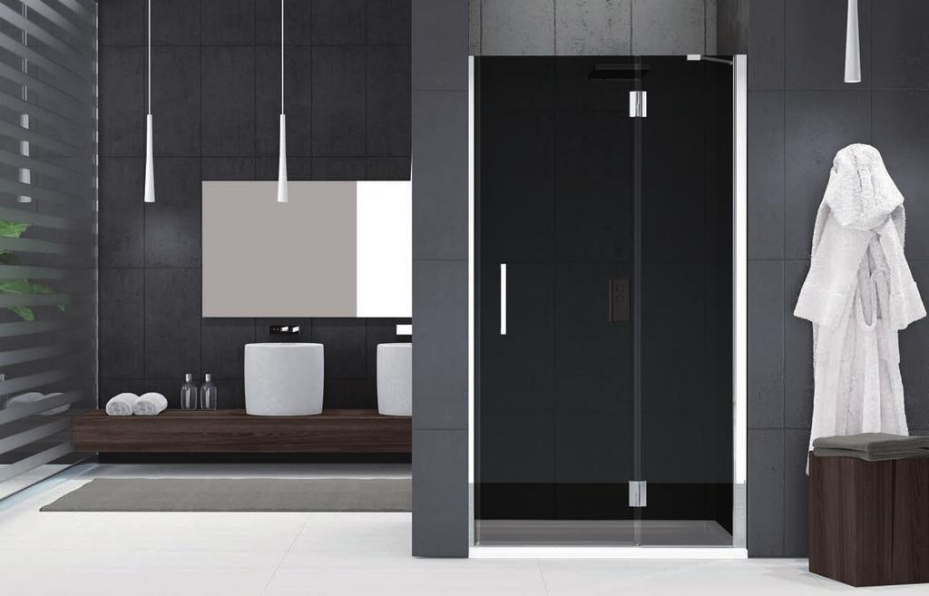 LOUVRE G Hinged door for recess installation Mampara de 1 hoja abatible + 1 fi jo entre paredes CRYSTL CLER 197 195 ctual dimensions Extensibilidad ixed panel ijo frontal ccess Entrada Projection