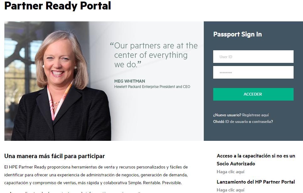 Acceso al Registro de Oportunidades en el portal Hewlett Packard Enterprise Partner Ready Ingresar a