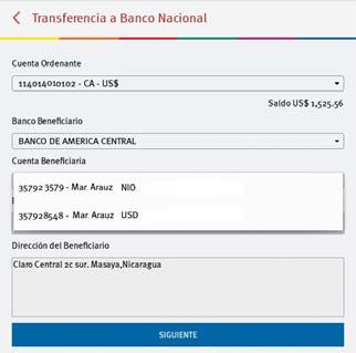 La aplicación mostrará el listado de bancos nacionales que tiene