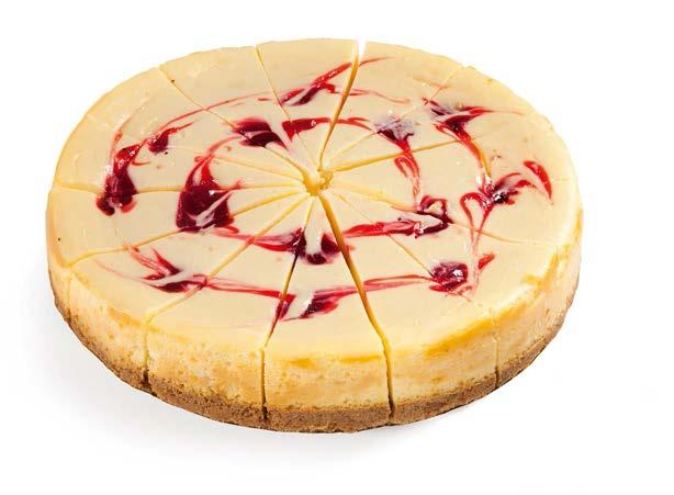 porciones 14 pre-cut portions Cheesecake con frambuesas Raspberry cheesecake Cheesecake dulce de