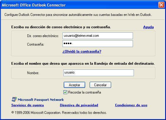 una cuenta de Outlook Connector, da clic en Siguiente.