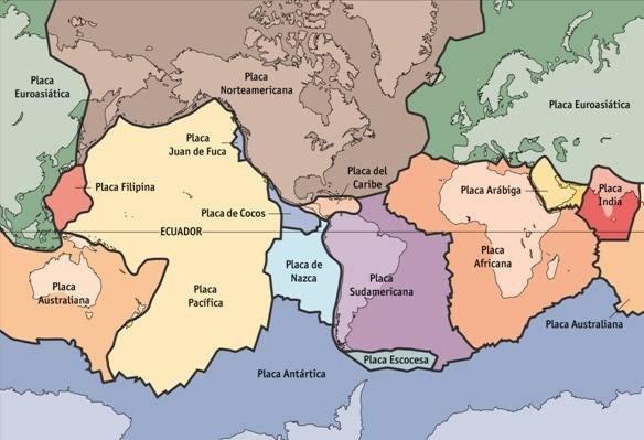 una esfera. Existen siete grandes placas como la Placa del Pacífico y varias más chicas como la Placa de Cocos frente al Caribe.