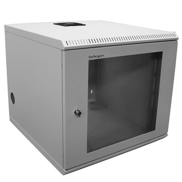Rack de 10U y 19 pulgadas de montaje en pared - Gabinete para servidores Product ID: CAB1019WALL El gabinete rack de servidores de 10U para montaje en pared, modelo CAB1019WALL, se puede instalar en
