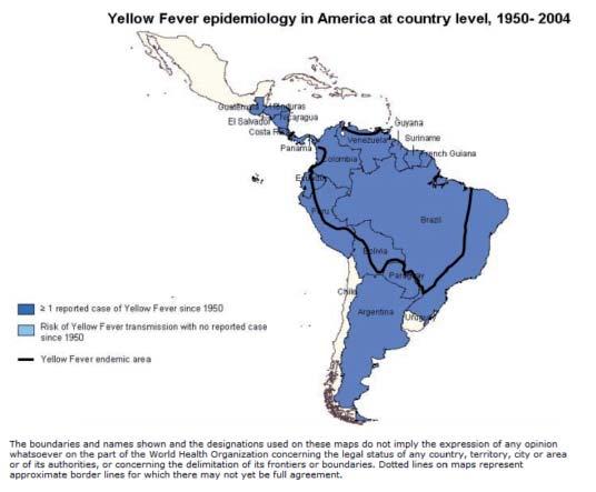 En América del Sur los casos esporádicos declarados anualmente corresponden a enfermos contagiados a través del ciclo selvático.