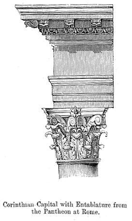 Detalle de un capitel compuesto en el Panteón de Roma La