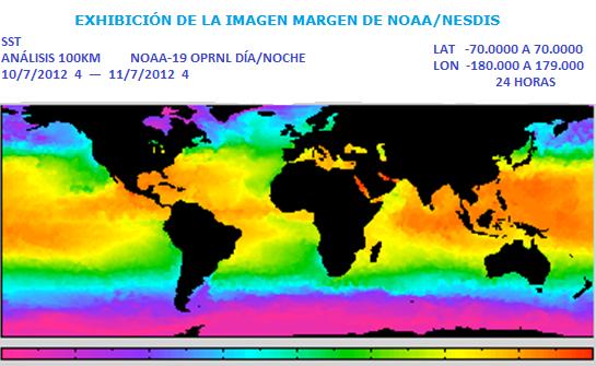 Administración Nacional Oceánica y Atmosférica Mapa de la temperatura de la superficial del mar 10 de julio 11 de