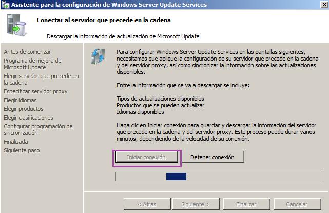 23. Para conectarse con el servidor de Microsoft Update solo damos clic en la opción iniciar