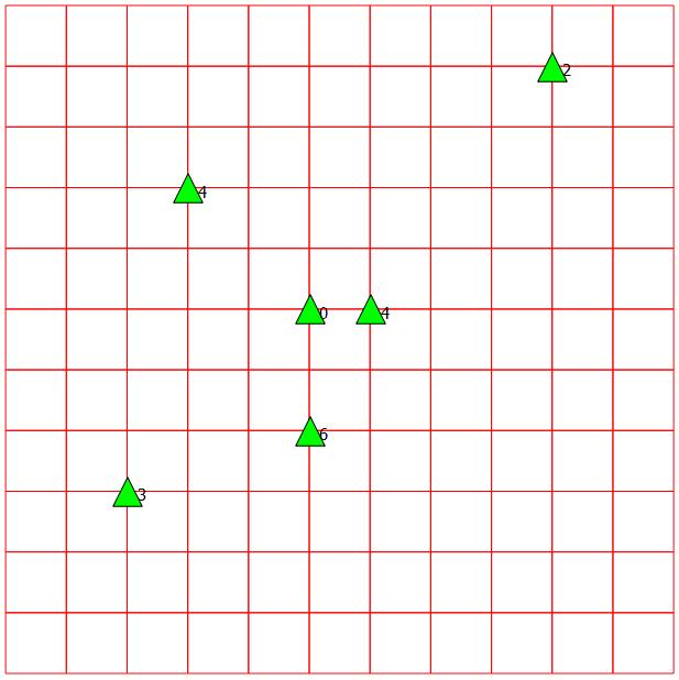 Ejemplo (Burrough, 1998). ID X Y v 1 2 2 3 2 3 7 4 3 9 9 2 4 6 5 4 5 5 3 6 6 5 5 x Matriz de distancias: 1 2 3 4 5 6 1 0 5.099 9.899 5 3.1623 4.