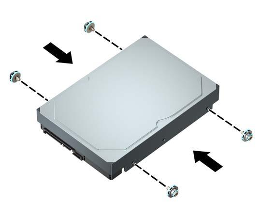 8. Tire hacia fuera de la palanca de liberación situada junto a la parte trasera de la unidad de disco duro (1).