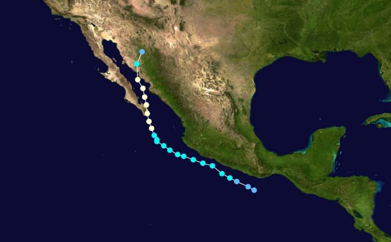 Segundo impacto del 5 al 6 de septiembre se reportaron lluvias de fuertes a intensas en los estados de Sonora (232 mm en Villa Juárez); Baja California Sur (82.