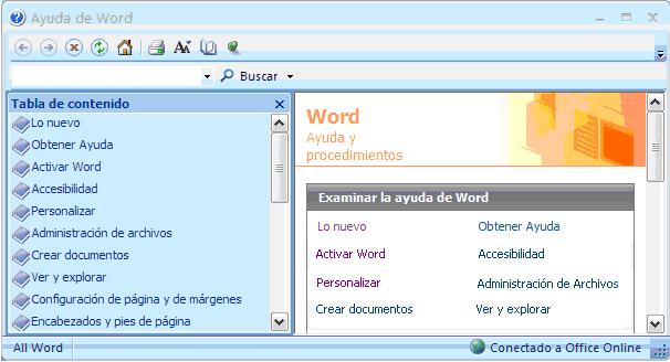 Estos elementos que acabamos de explicar son los más importantes de Word 2007. 2.3 La Ayuda de Word Para activar la Ayuda de Word podemos hacer clic en el interrogante de la barra de pestañas.