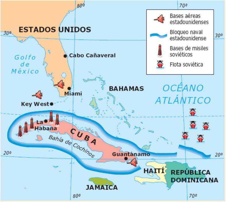 3.- La coexistencia pacífica (1954-1975) En 1961 EEUU intentó la invasión Con ayuda de la CIA y exiliados cubanos Antecedentes (9 mn) Ampliación Fracaso de la Bahía de Cochinos Castro pide ayuda a la